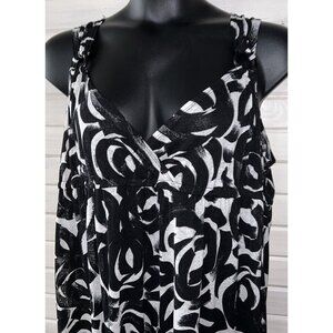 Avenue Swim Sz PLUS 18 20 Black White Abstract Cover Up Dress Sleeveless EUC